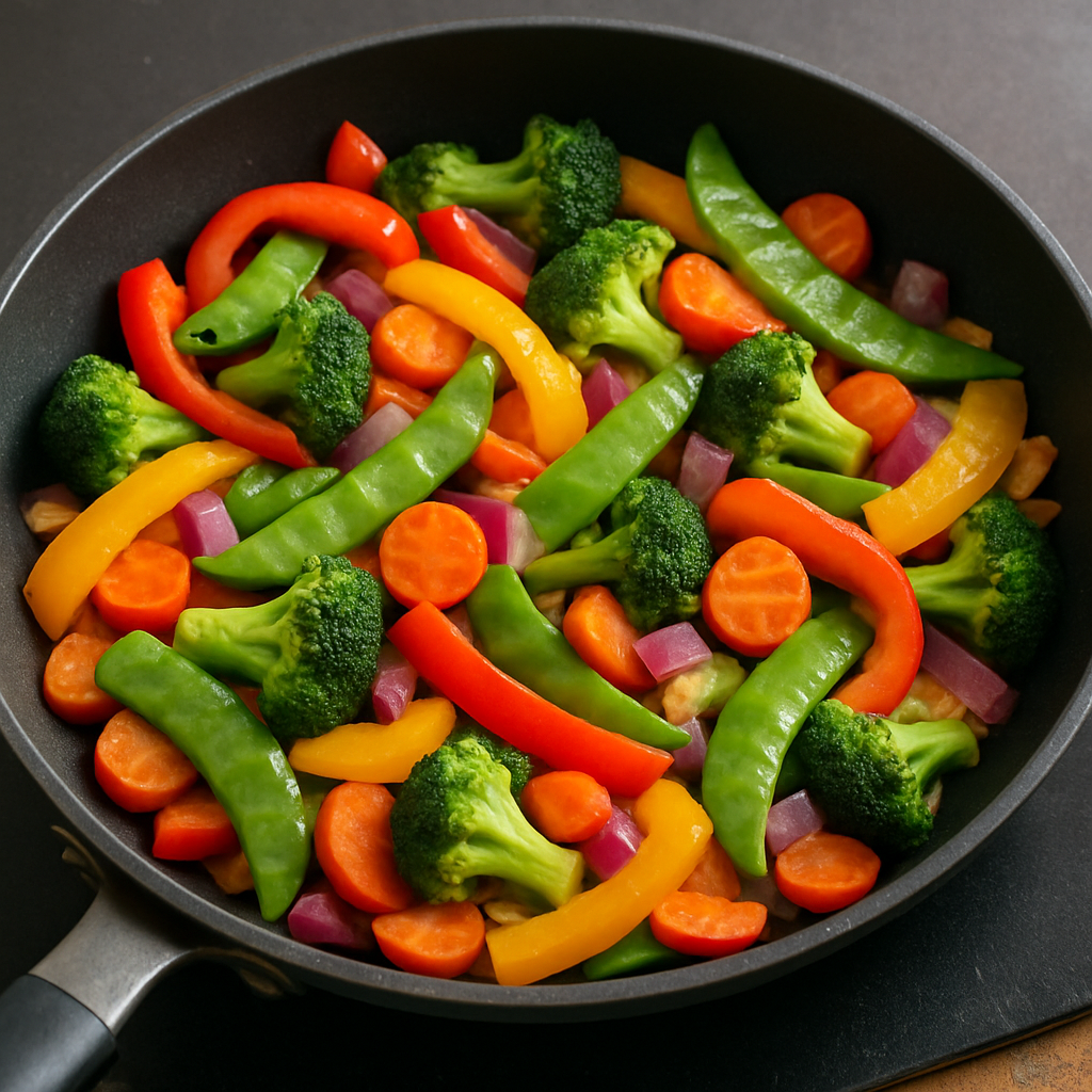 colorful veggie stir-fry in a pan