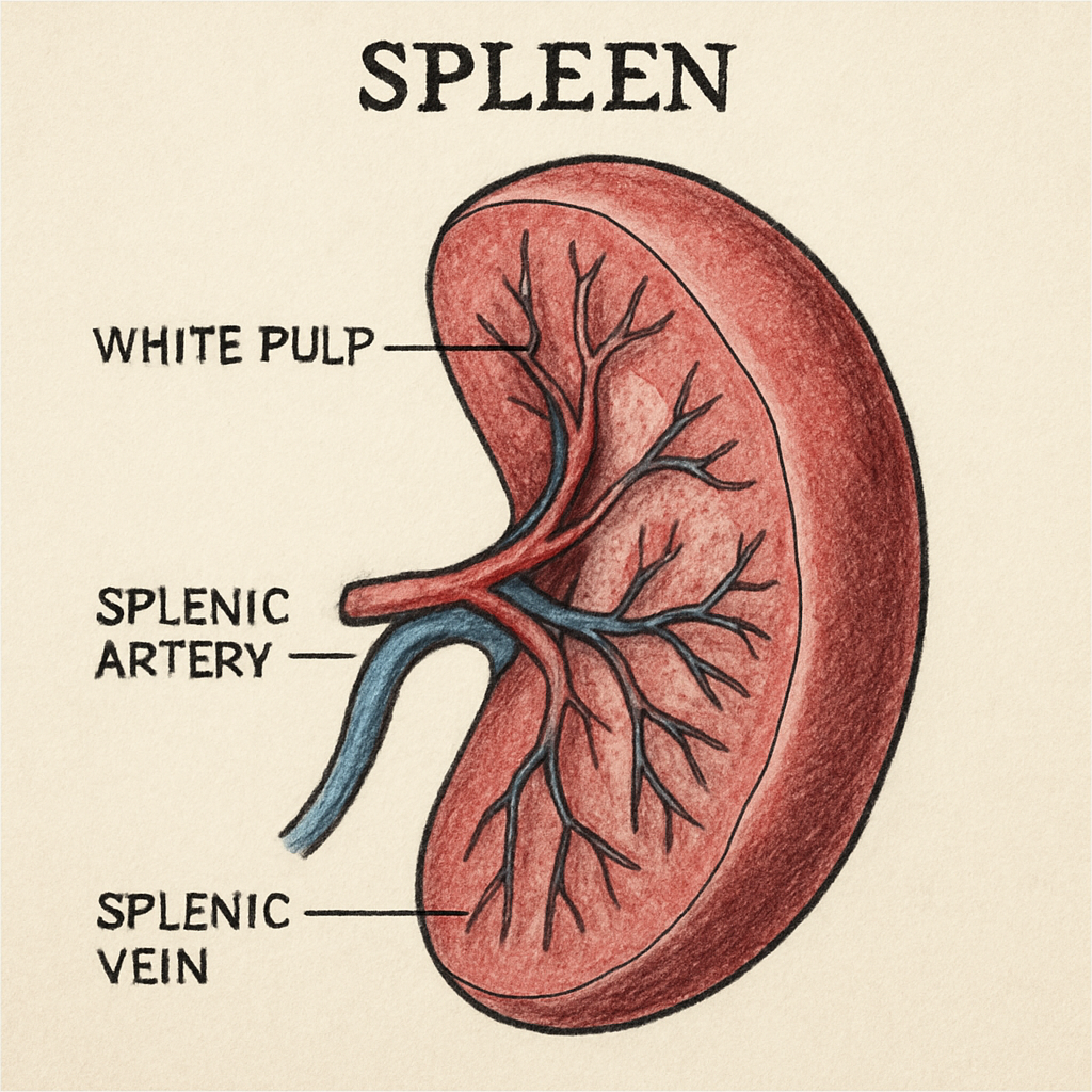 Dalak anatomisi çizimi
