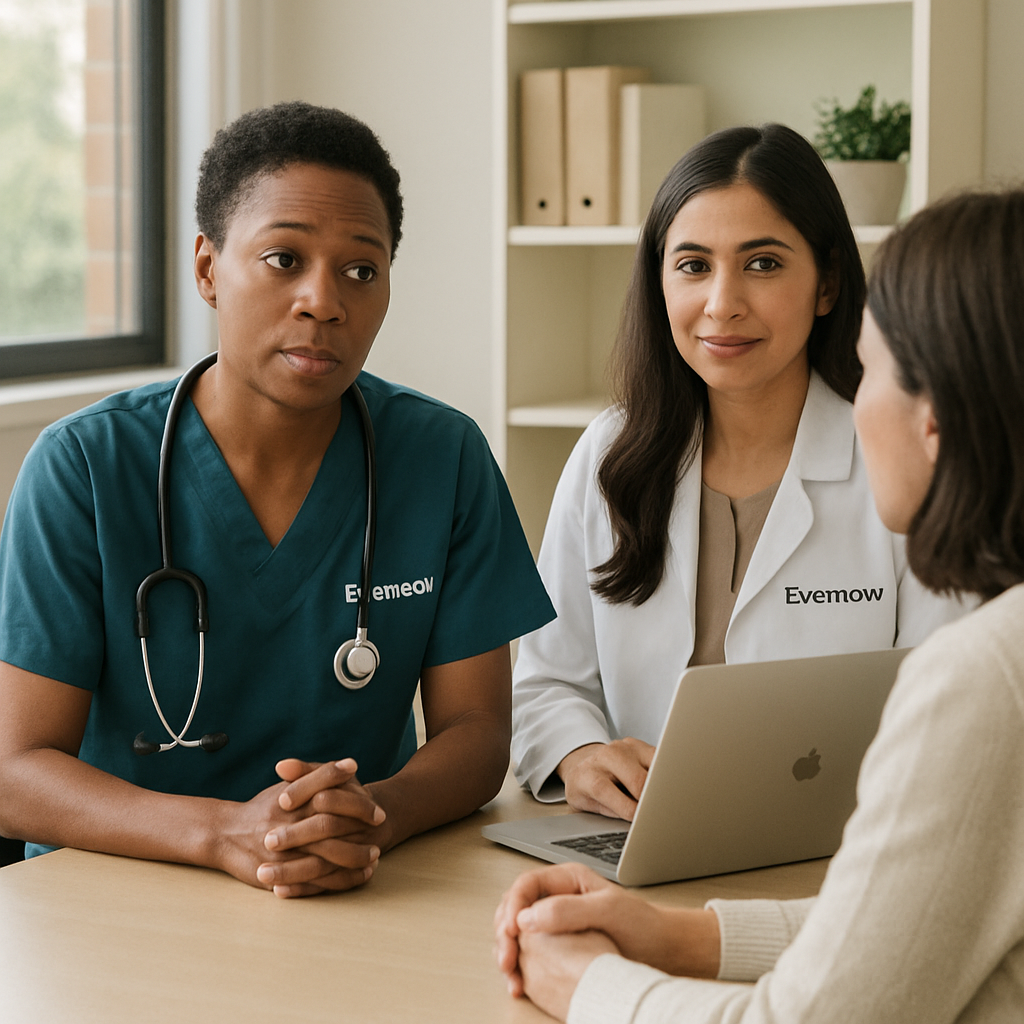 Evernow healthcare professionals providing a consultation