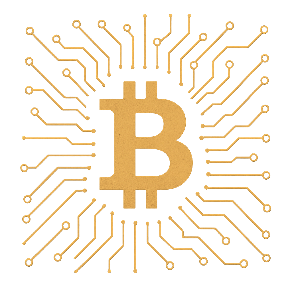 Bitcoin Icon Integrated with Circuitry