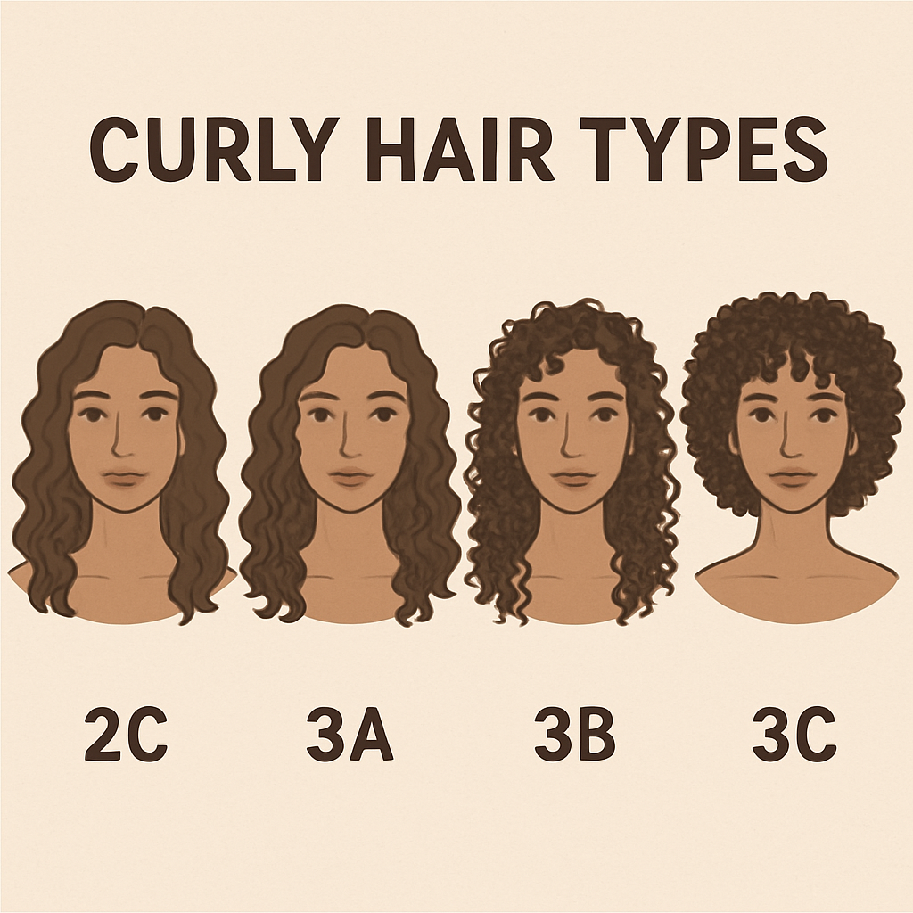 Curly hair types illustration