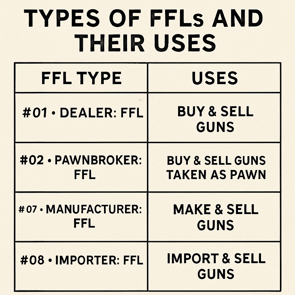 Chart explaining different types of FFLs and their uses