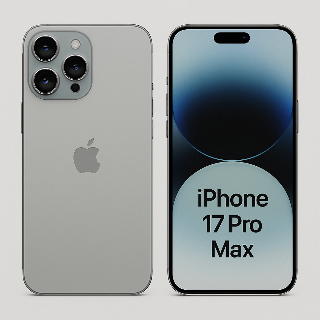 The front and back view of the iPhone 17 Pro Max, highlighting its sleek design and advanced technology