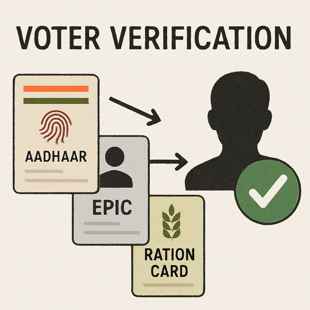 Aadhaar, EPIC, and Ration Card in voter verification