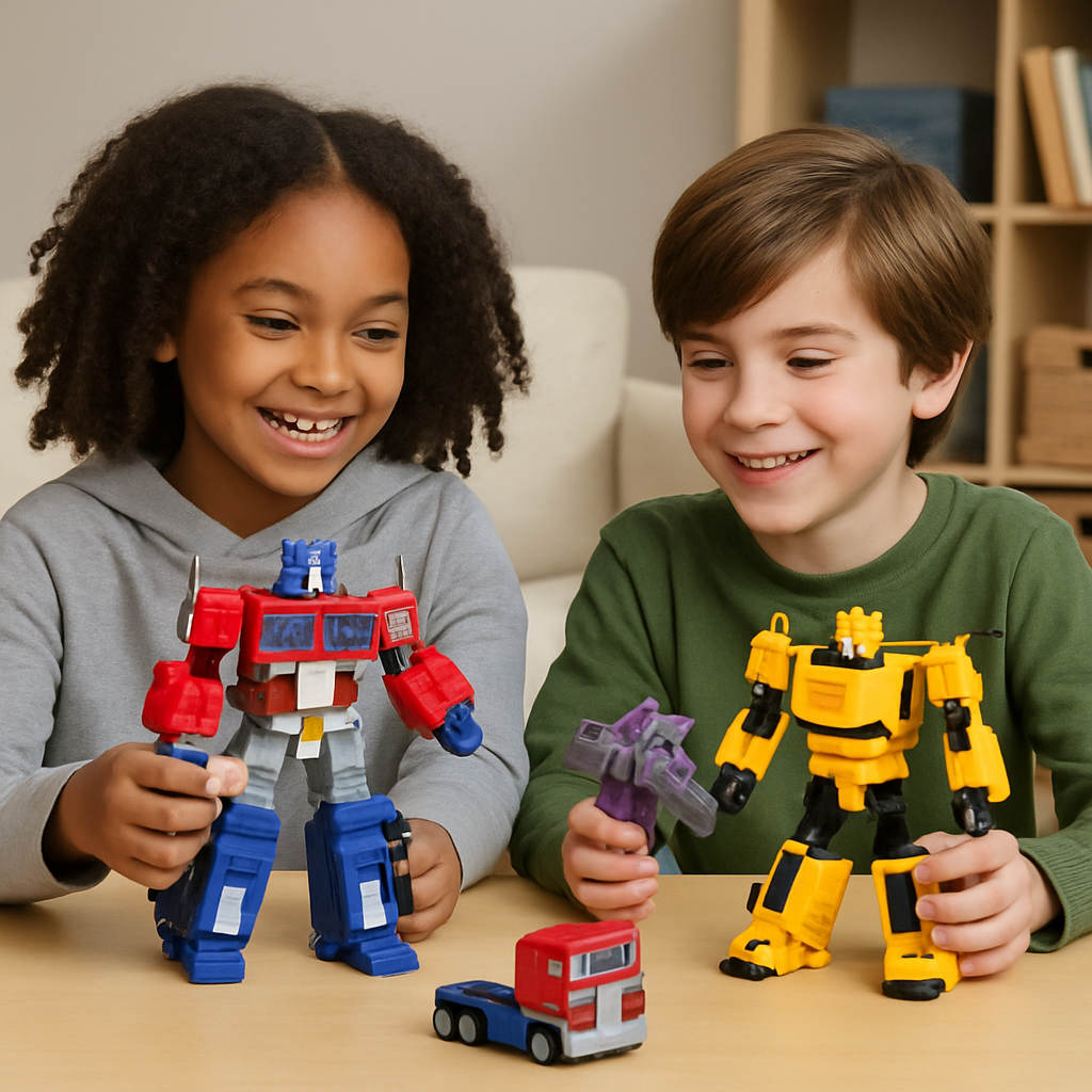 Children playing with Transformers toys