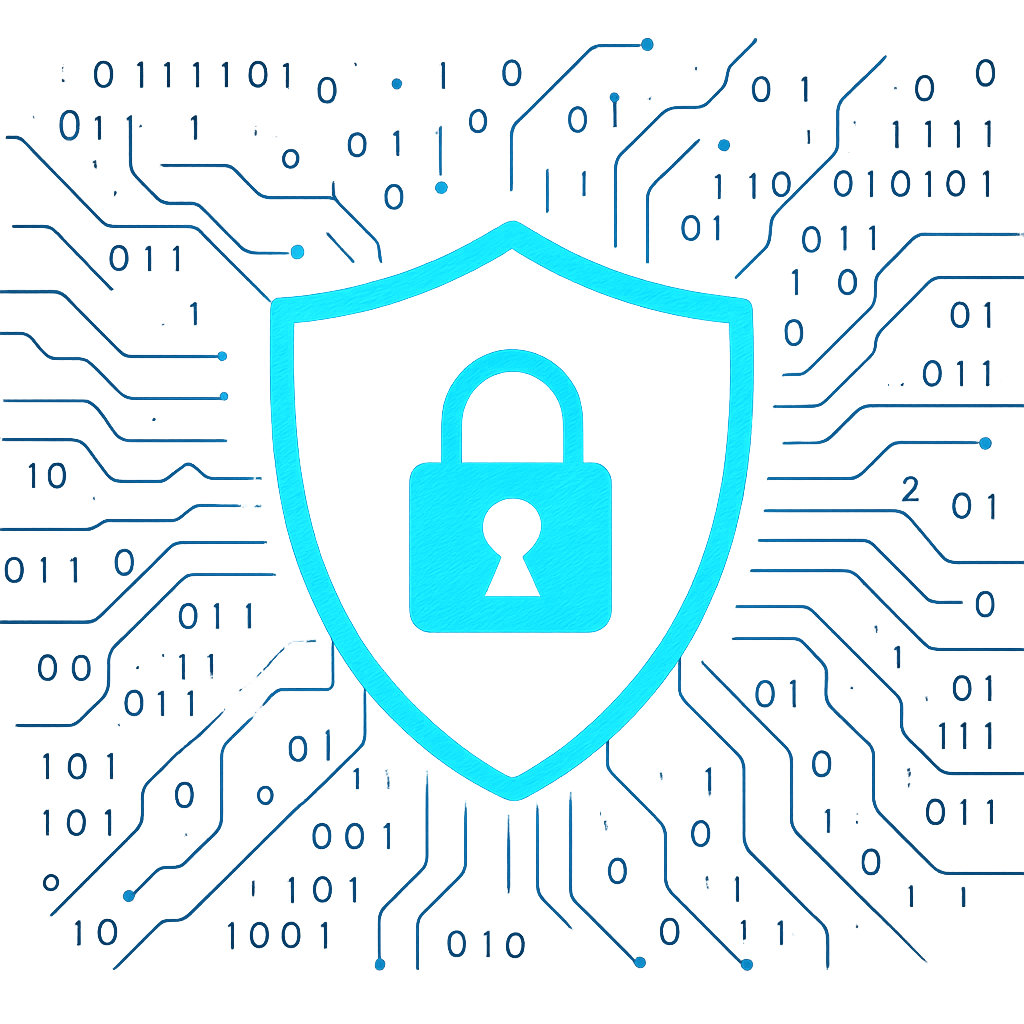 A digital shield representing cybersecurity protection