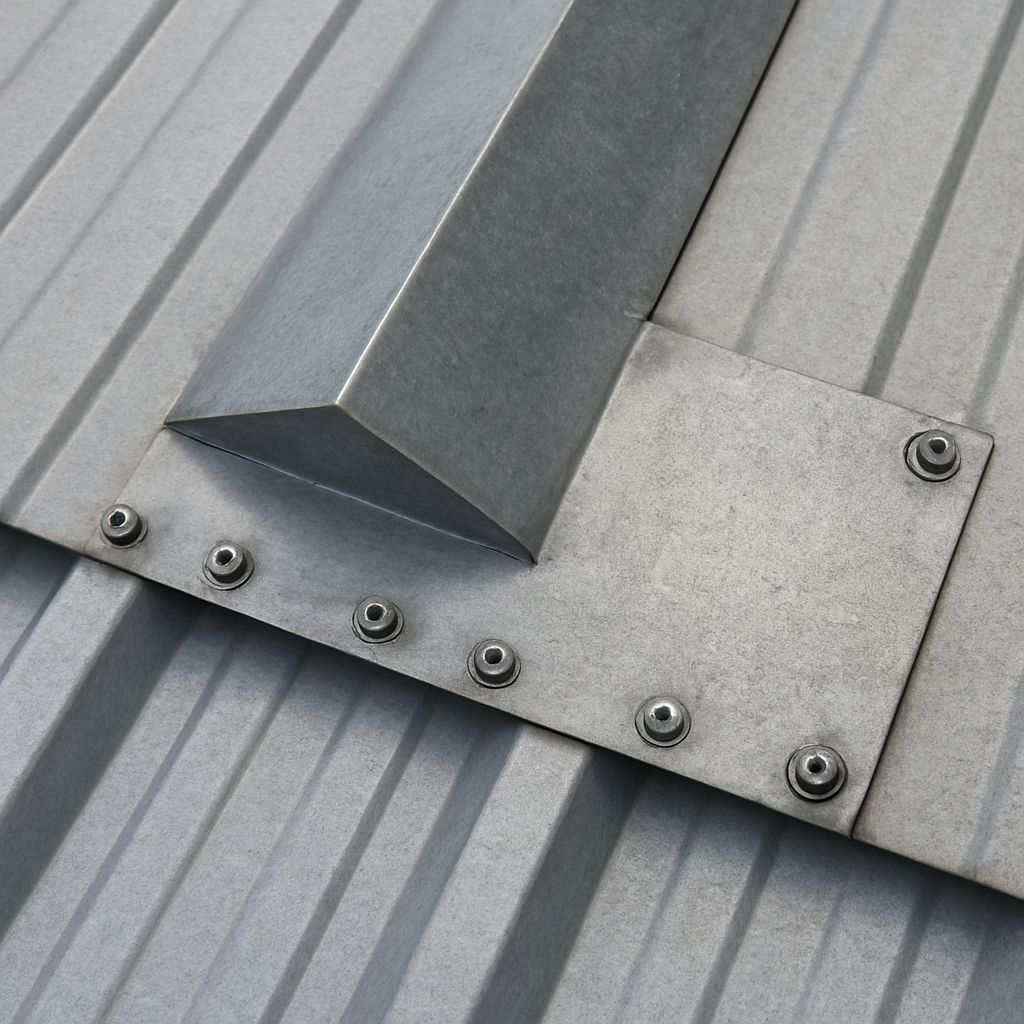 Close-up of metal roof flashing