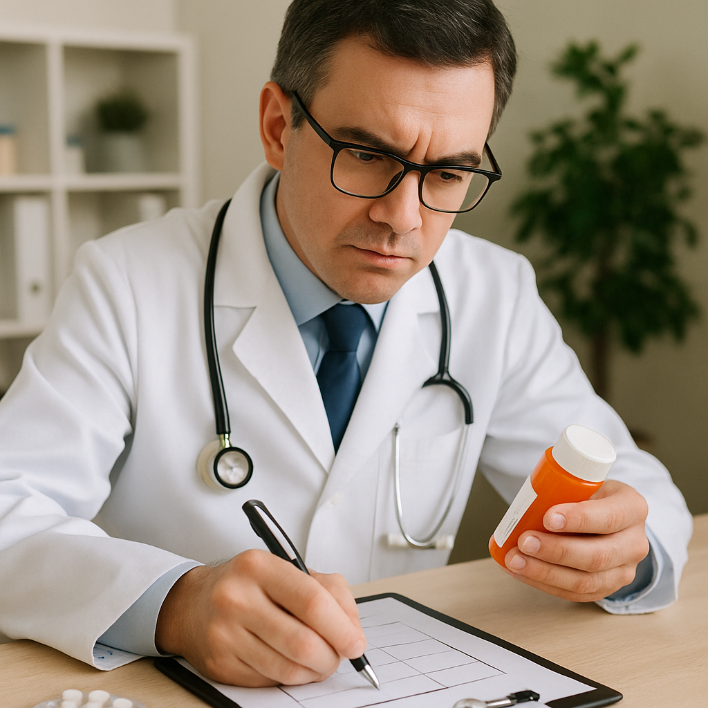 Doctor adjusting medication dosage