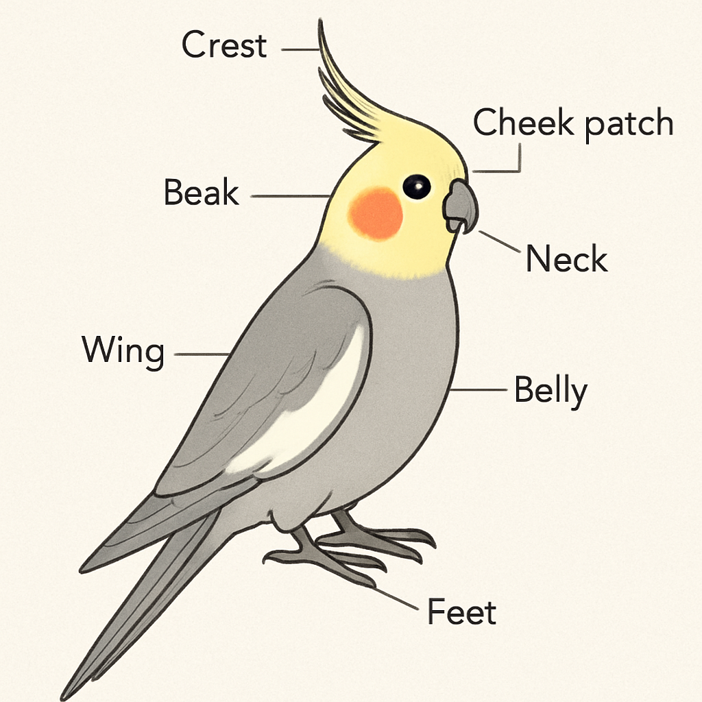 Cockatiel anatomy diagram
