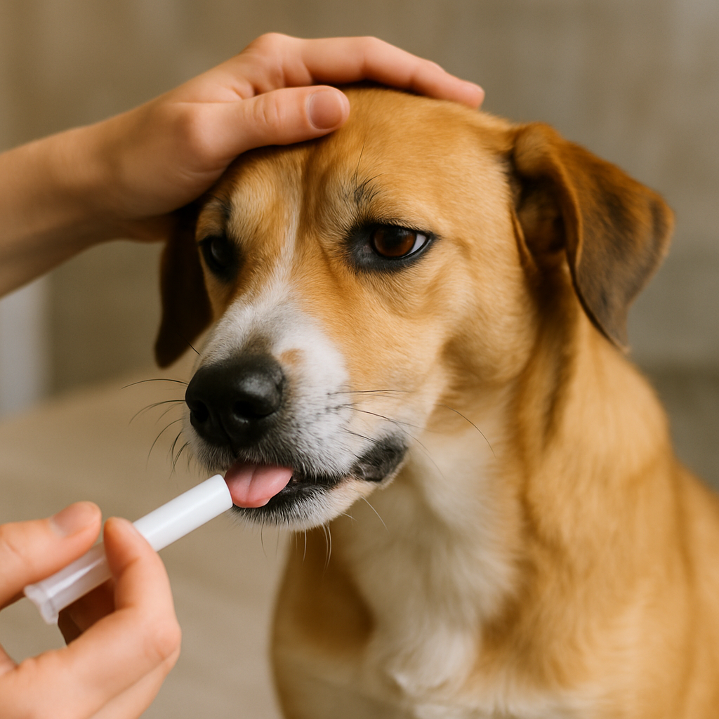 Dog receiving medication