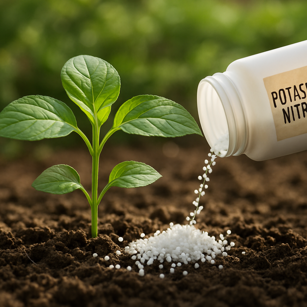 healthy plant growth with potassium nitrate