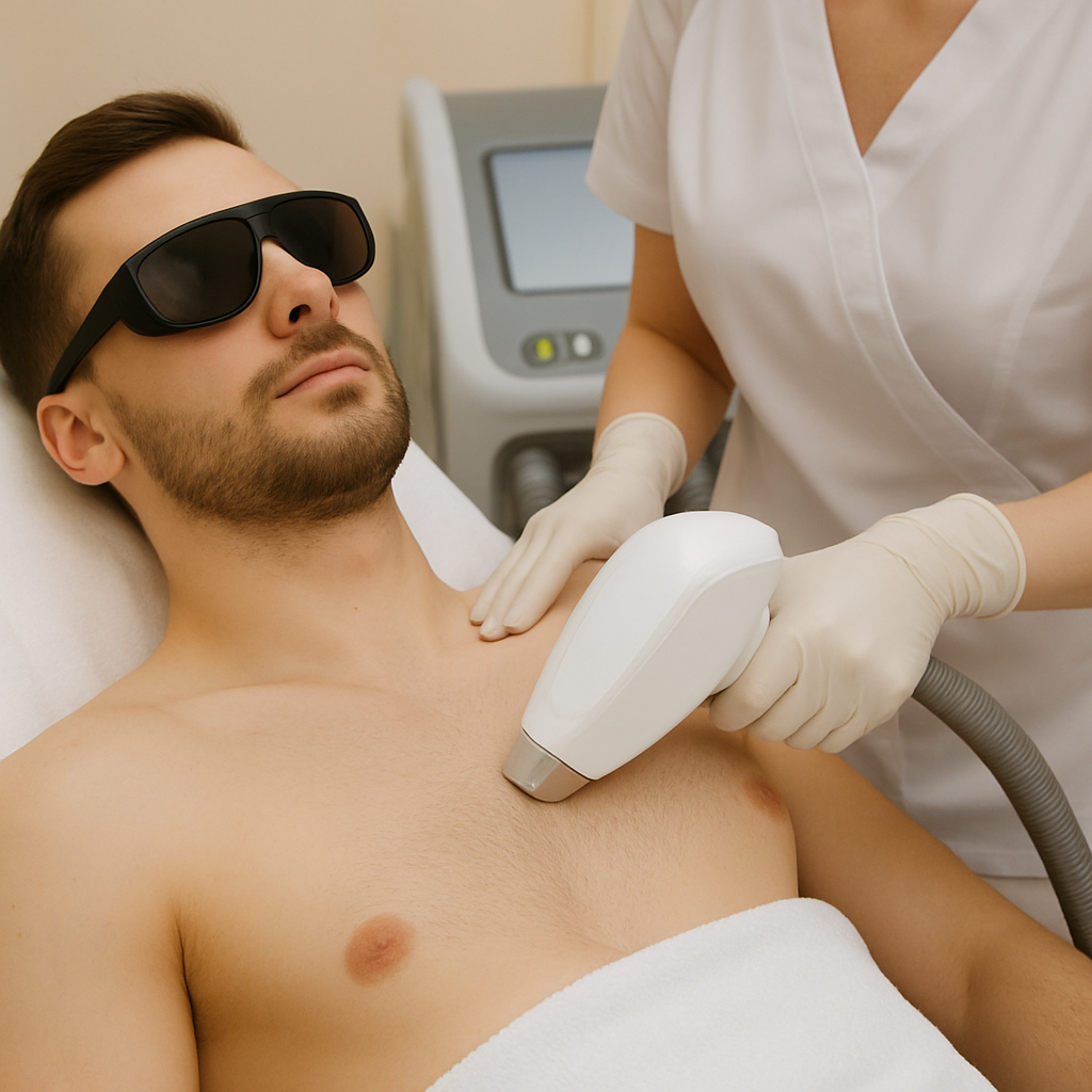Laser epilation process for men