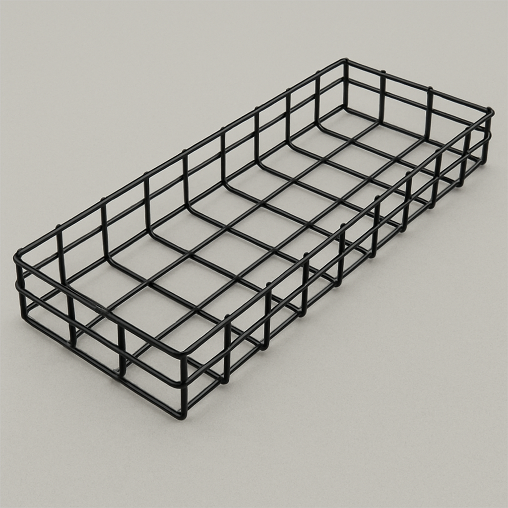 Black wire mesh cable tray