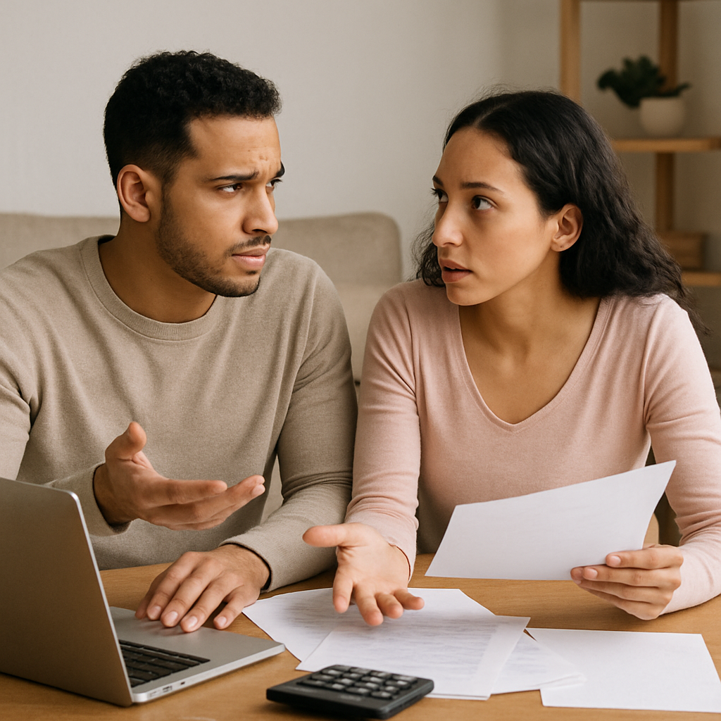 Couples discussing finances