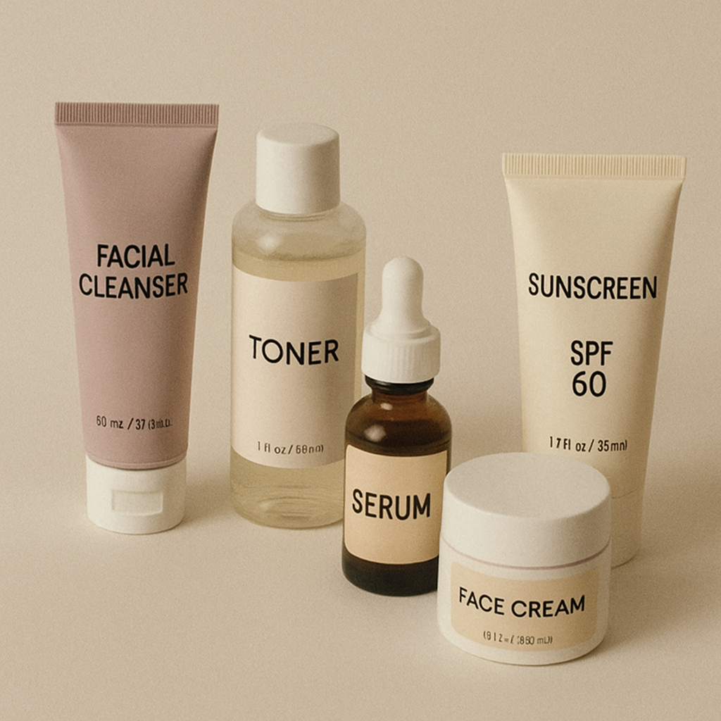 Imagen de una selección de productos de skincare