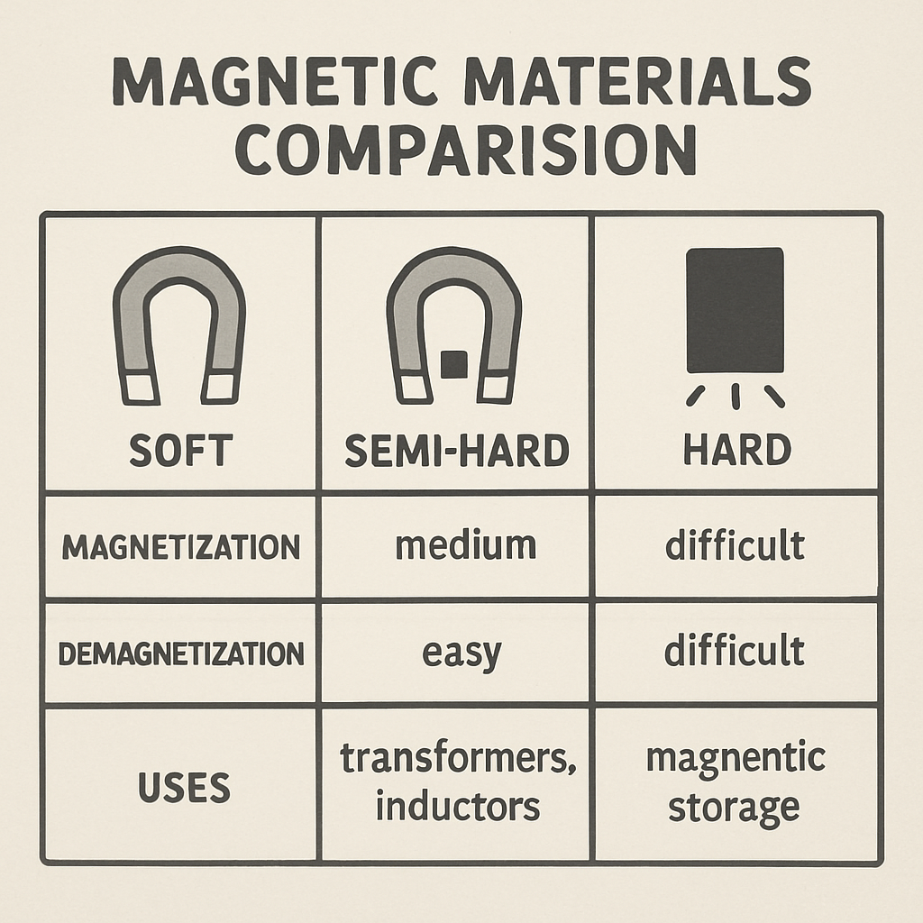 Magnetic materials comparison chart