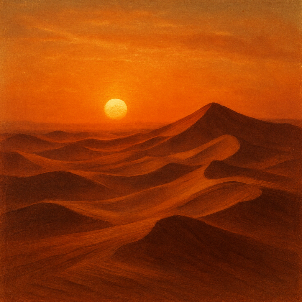 Puesta de sol en el desierto del Sahara