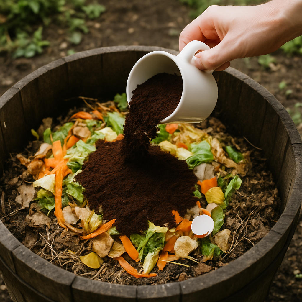 Composting coffee grounds