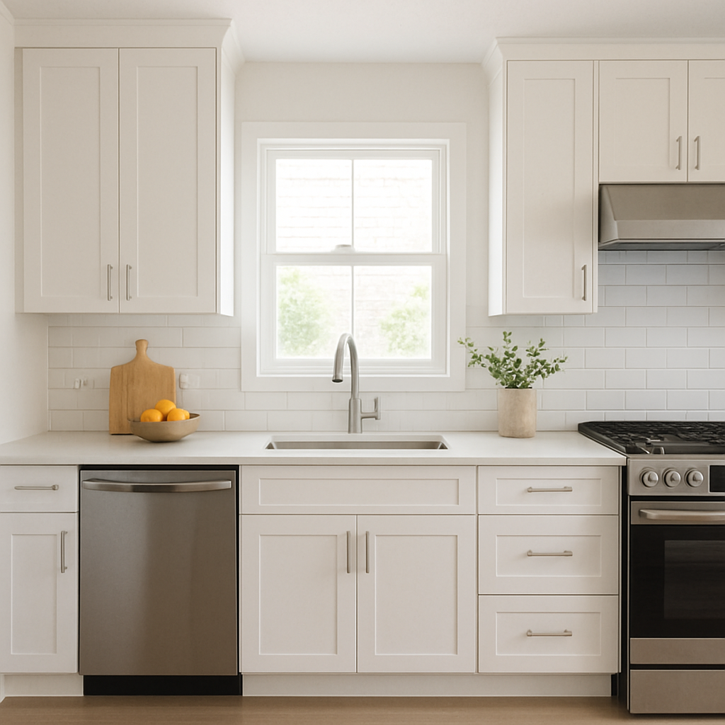 Modern kitchen with shaker cabinet doors