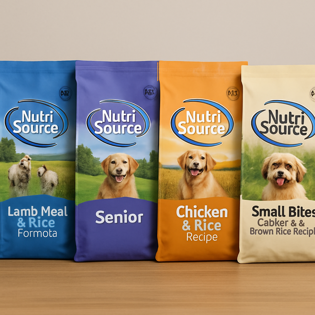 Selection of NutriSource dog food products