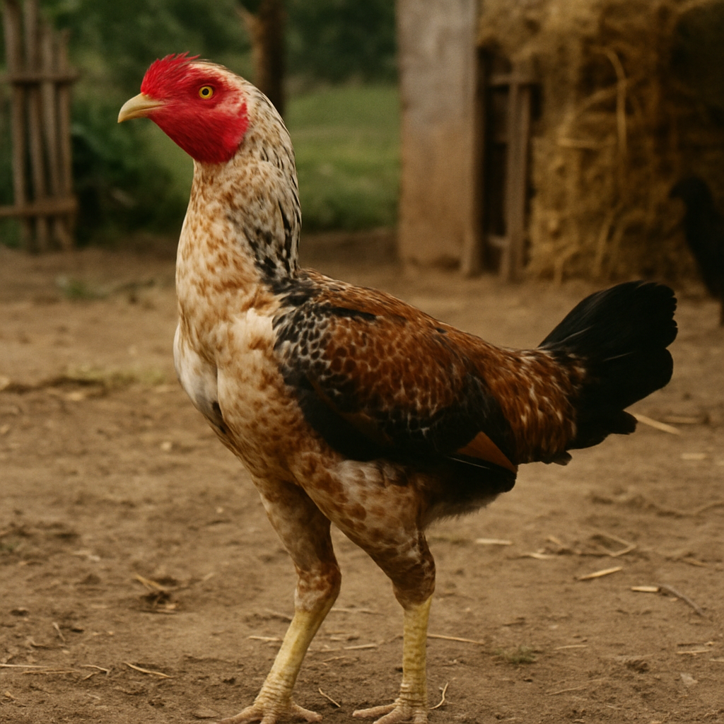 Aseel chicken in a farm setting