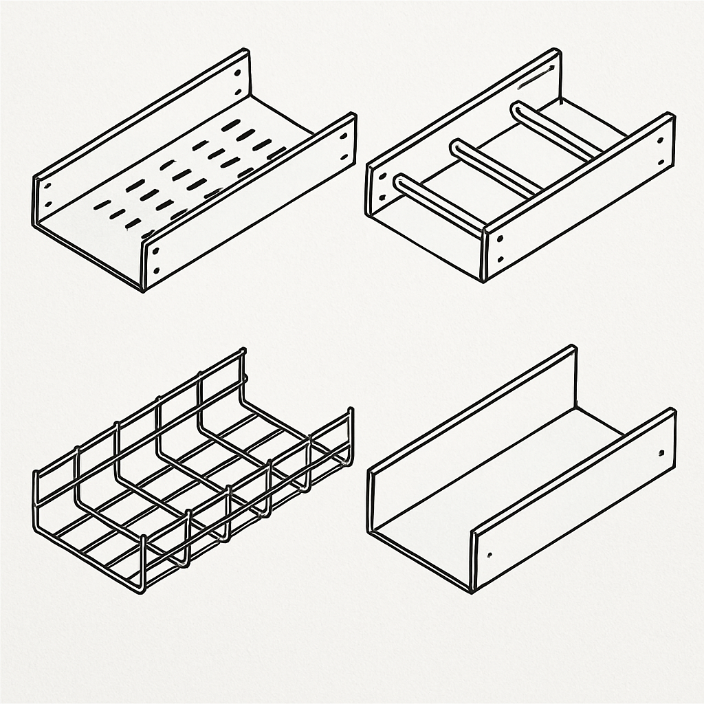 Various types of cable trays