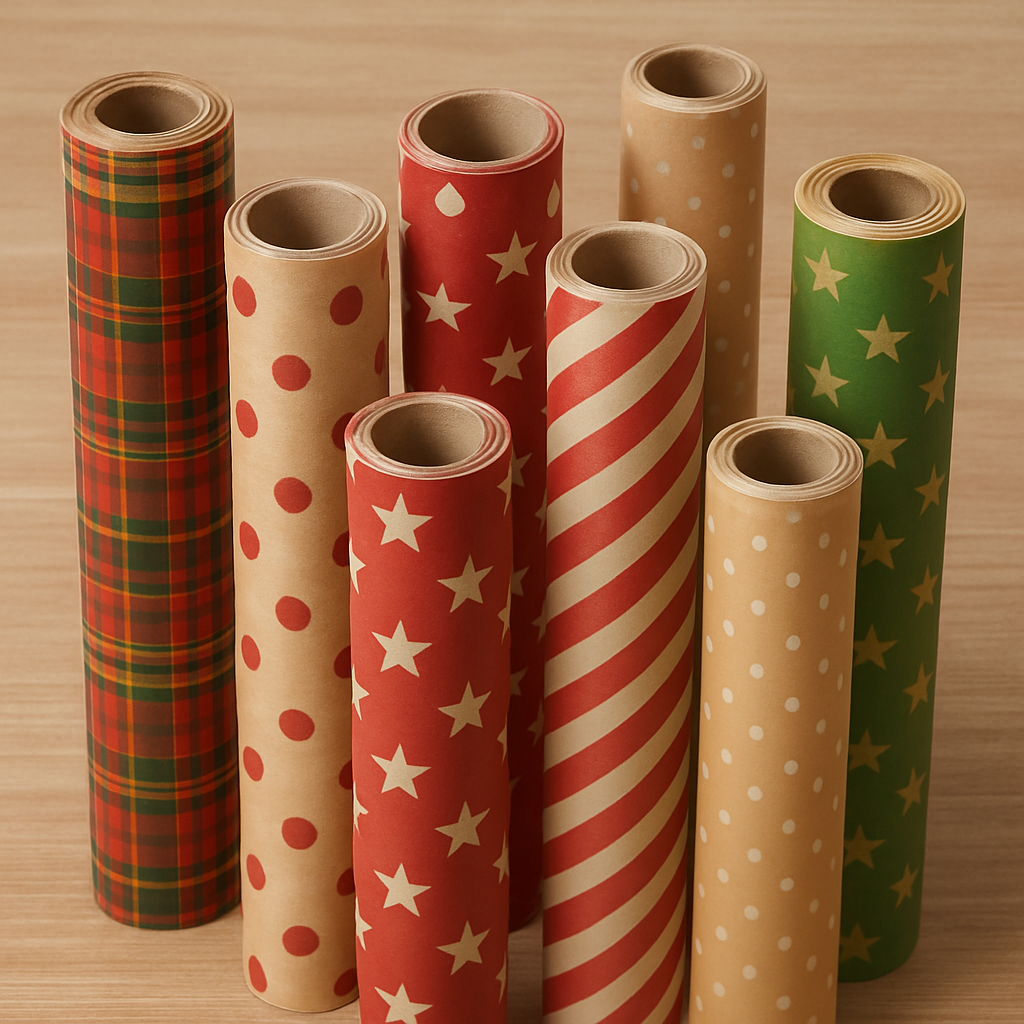 Various sizes of wrapping paper rolls