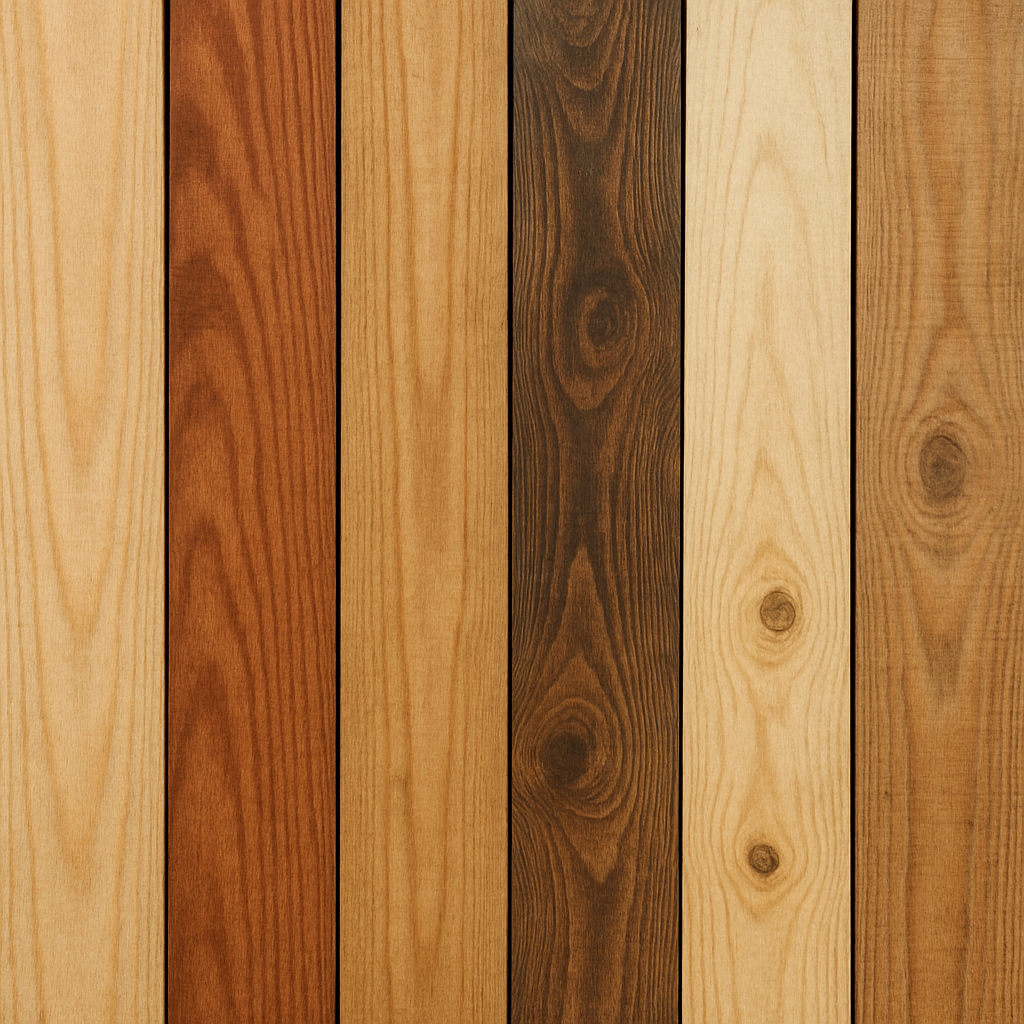 Different types of timber planks