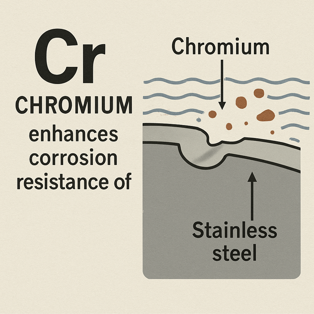 Chromium enhances corrosion resistance of stainless steel