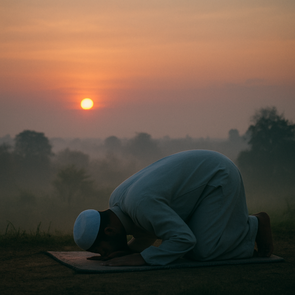 Muslim praying at dawn