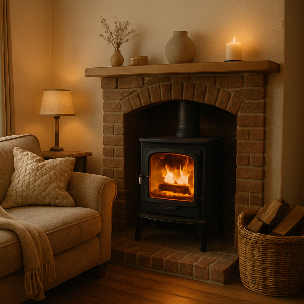 Cozy home interior with a working furnace