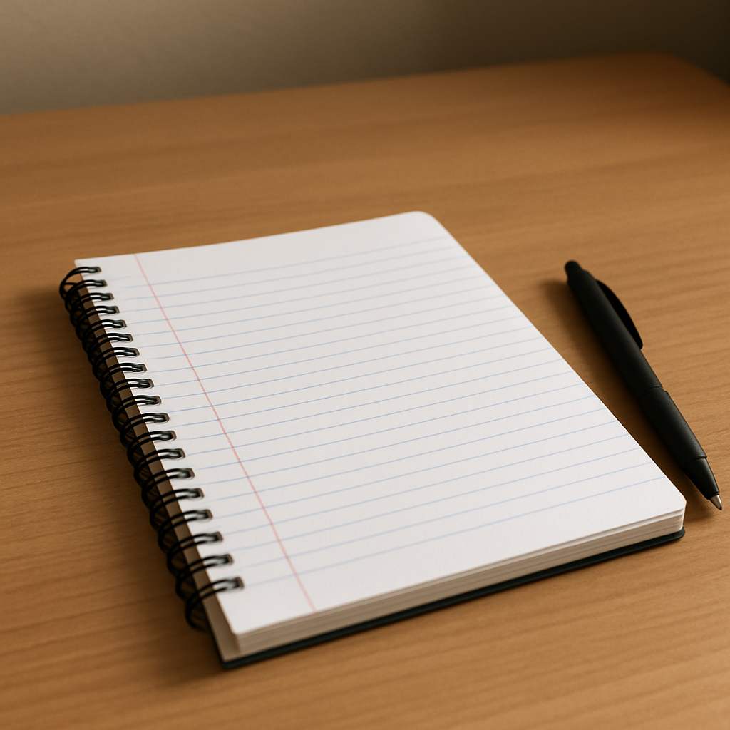 notebook and pen on desk