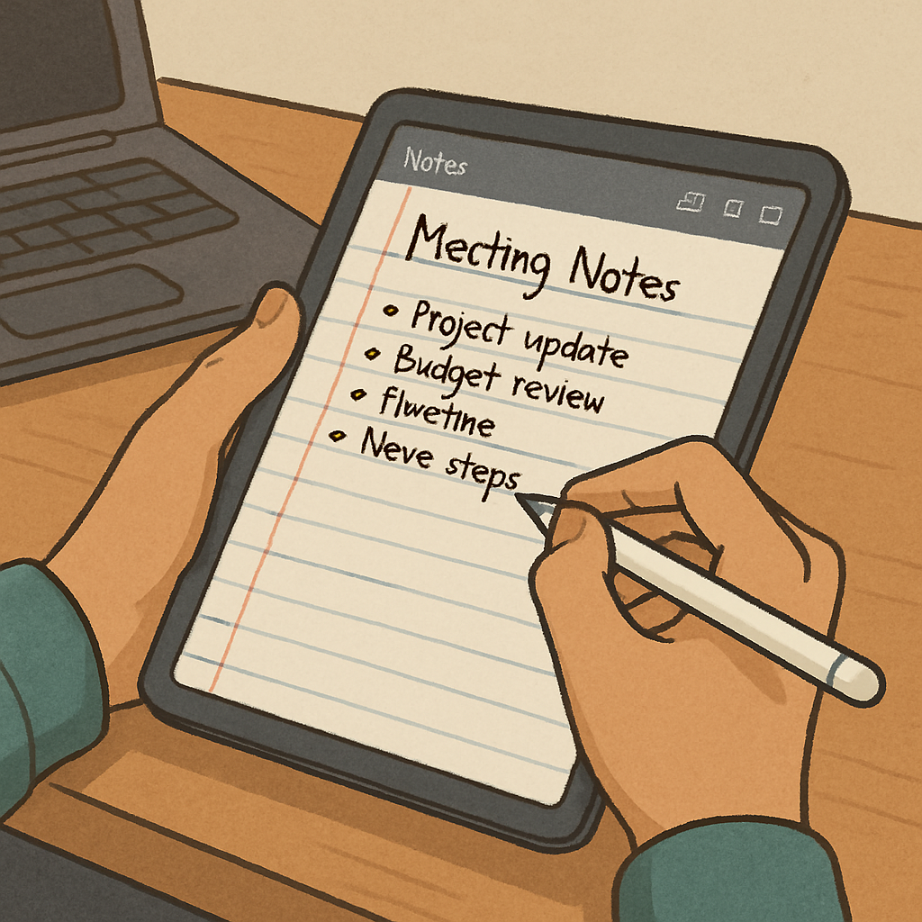 person using digital note-taking app