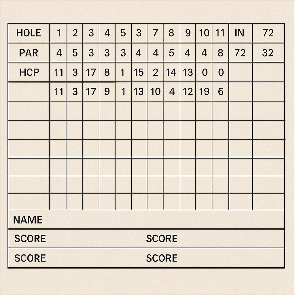 Golf scorecard example