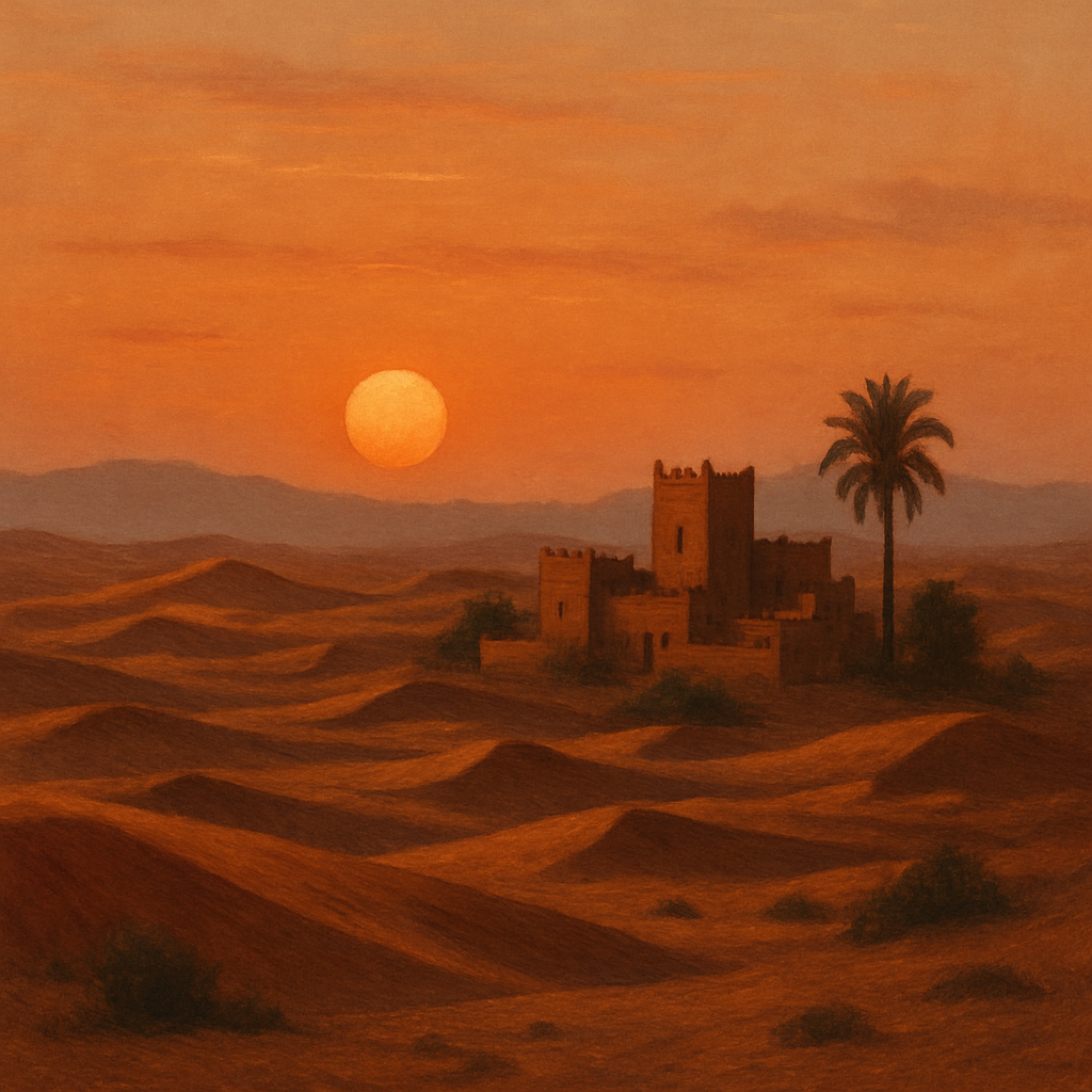 Paisaje del desierto marroquí al atardecer