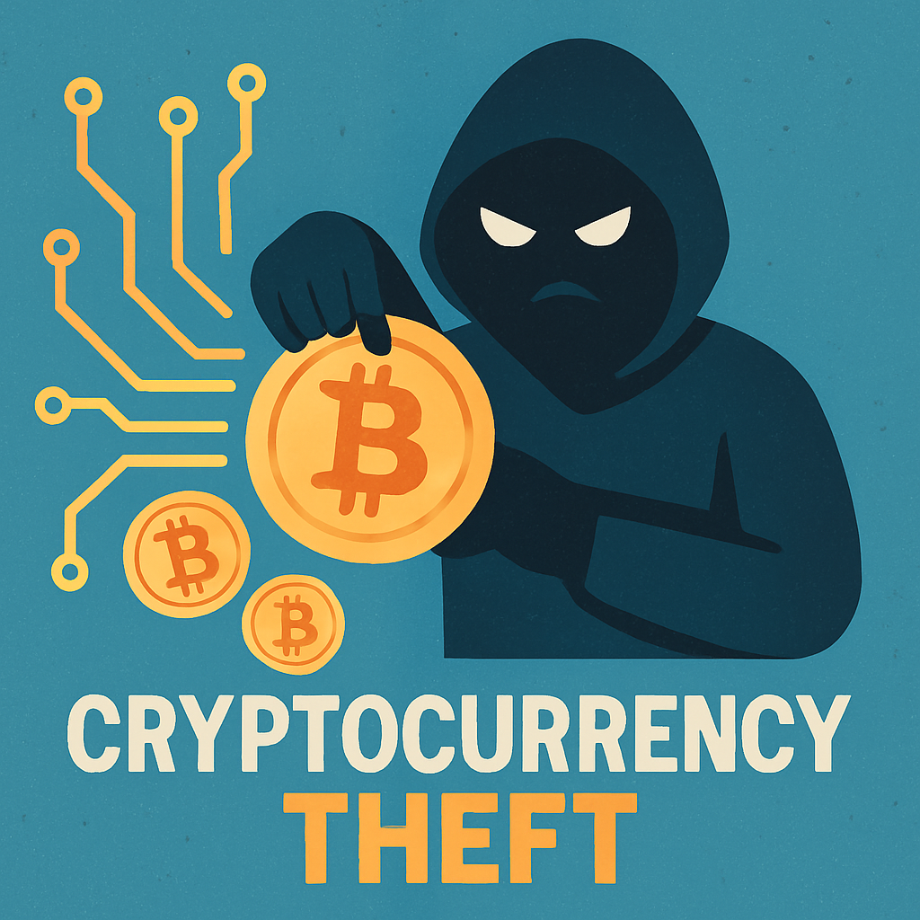 Cryptocurrency theft concept