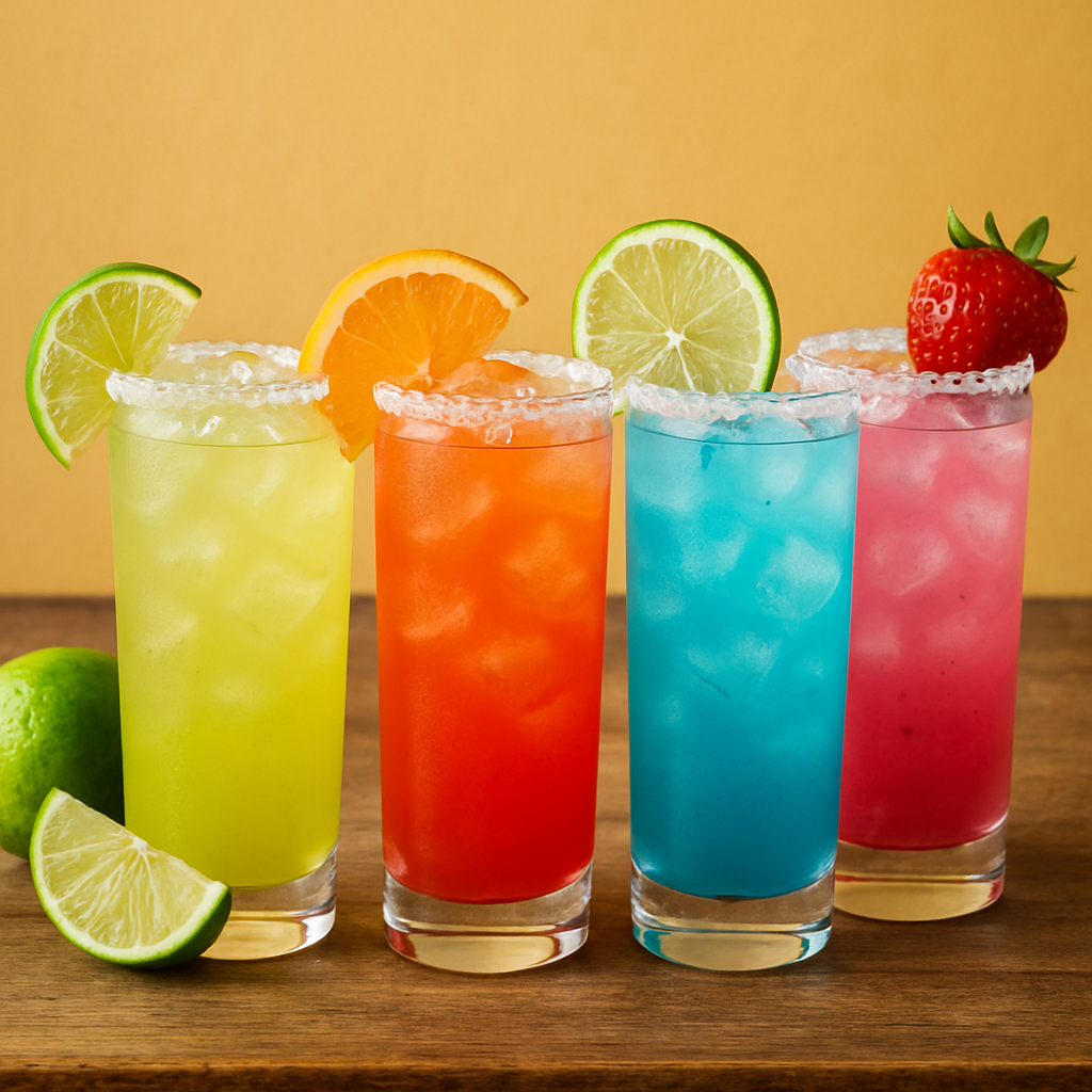 Colorful tequila cocktails