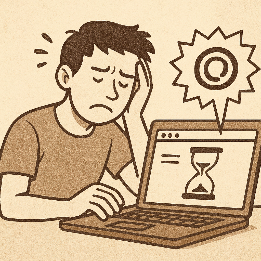 Illustration of user frustration with a slow website