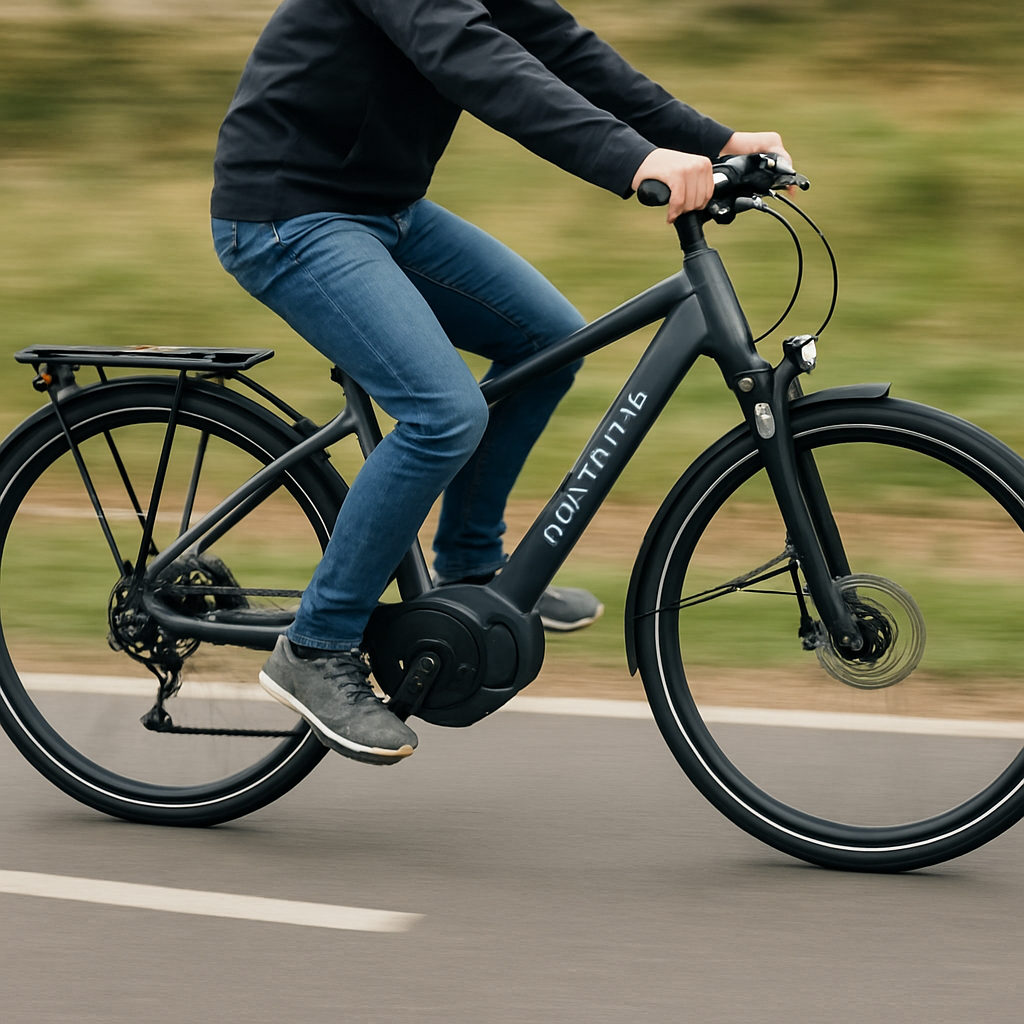 Vélo électrique Granville Bosch en mouvement sur une piste cyclable