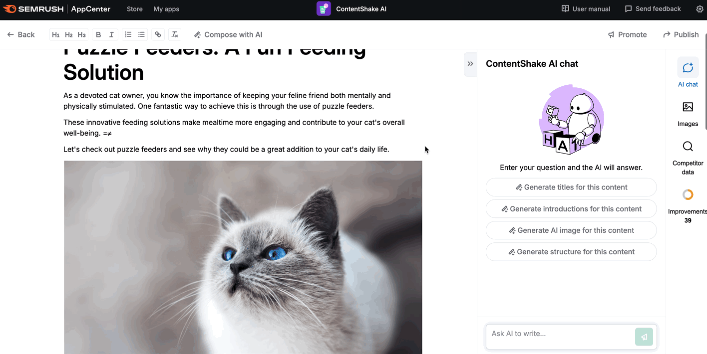 Creating content with ContentShake AI