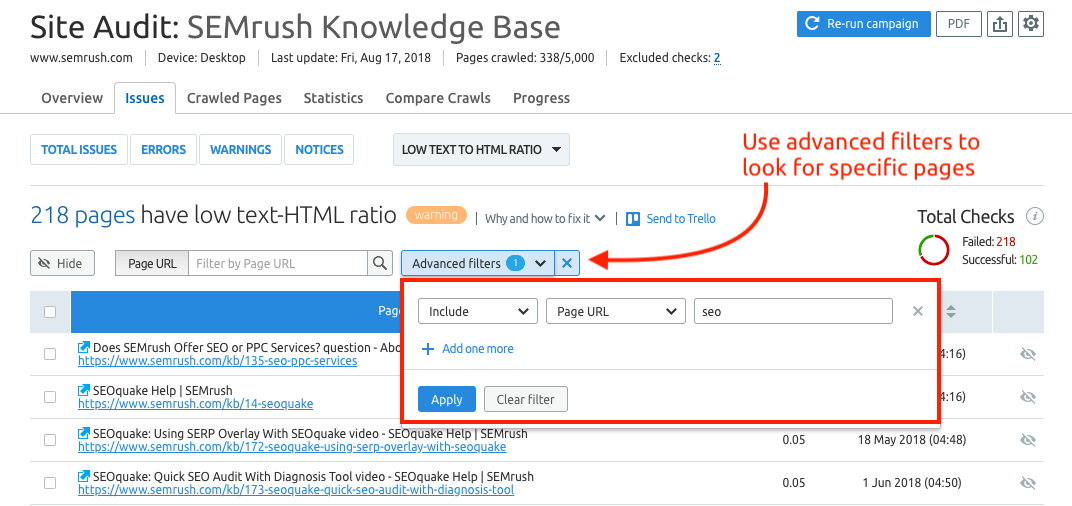 semrush audit report
