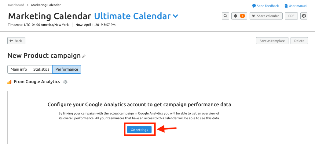 Connecting Marketing Calendar with Google Analytics image 2