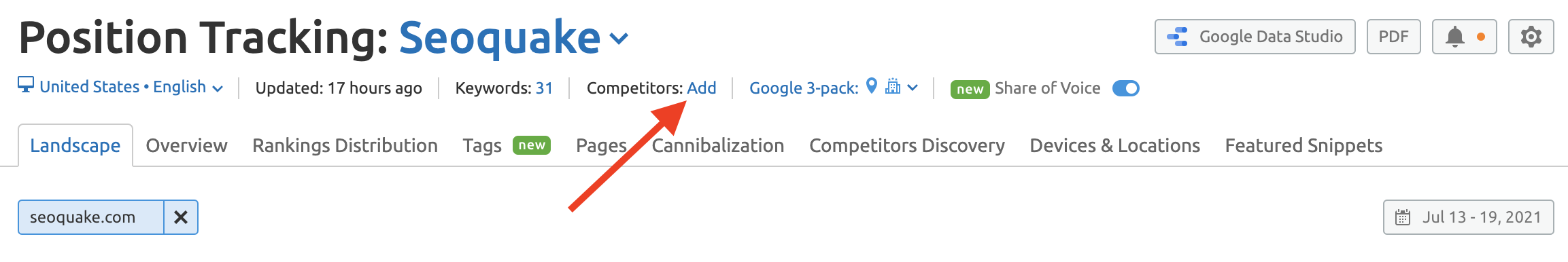 How do I add a competitor in Position Tracking? image 2
