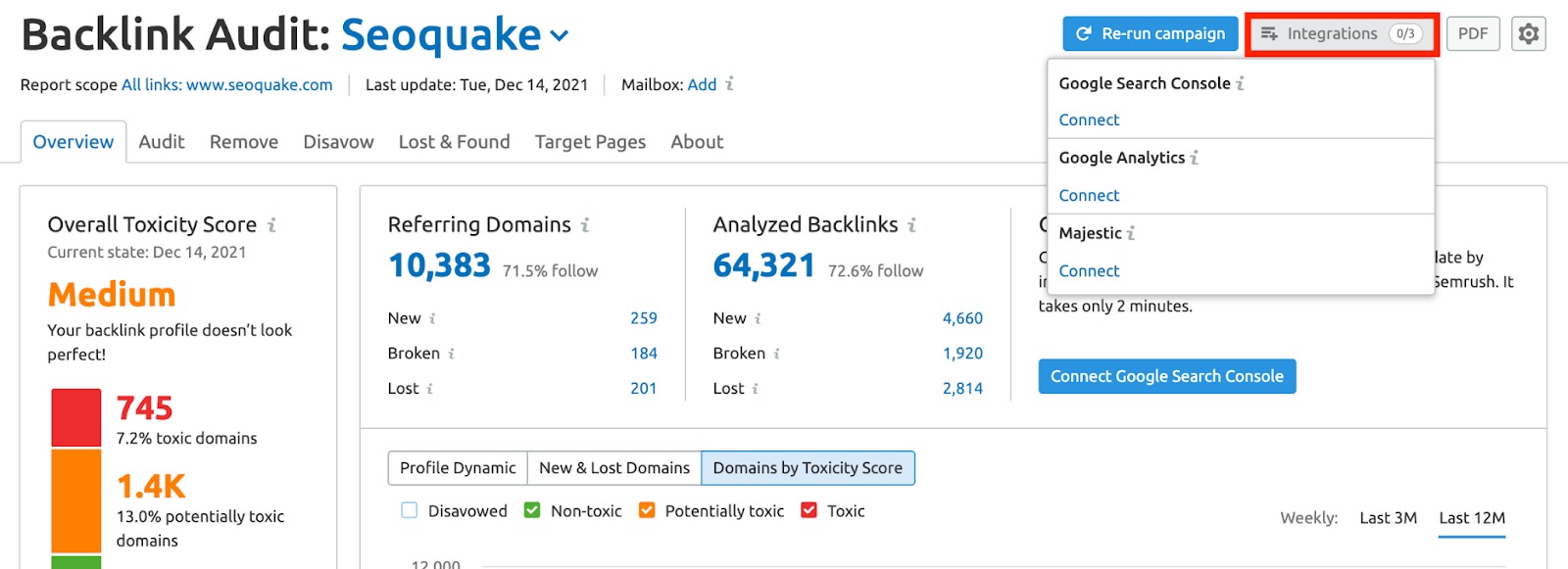 Connecting Backlink Audit to Google Accounts image 1