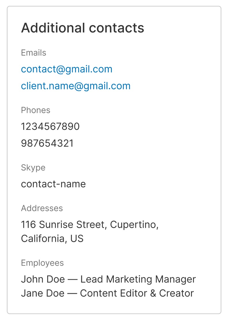 CRM - other client company details