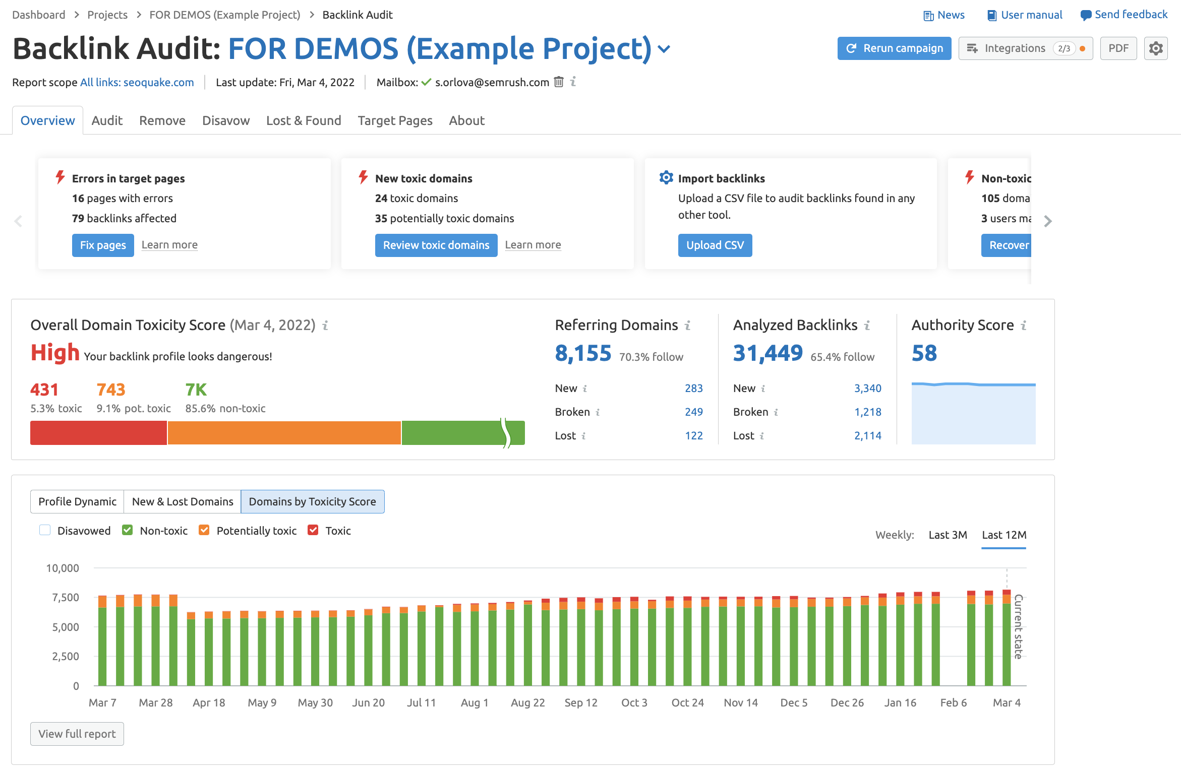 semrush backlink audit