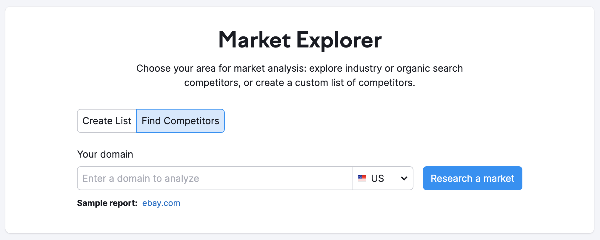 Market Explorer getting started