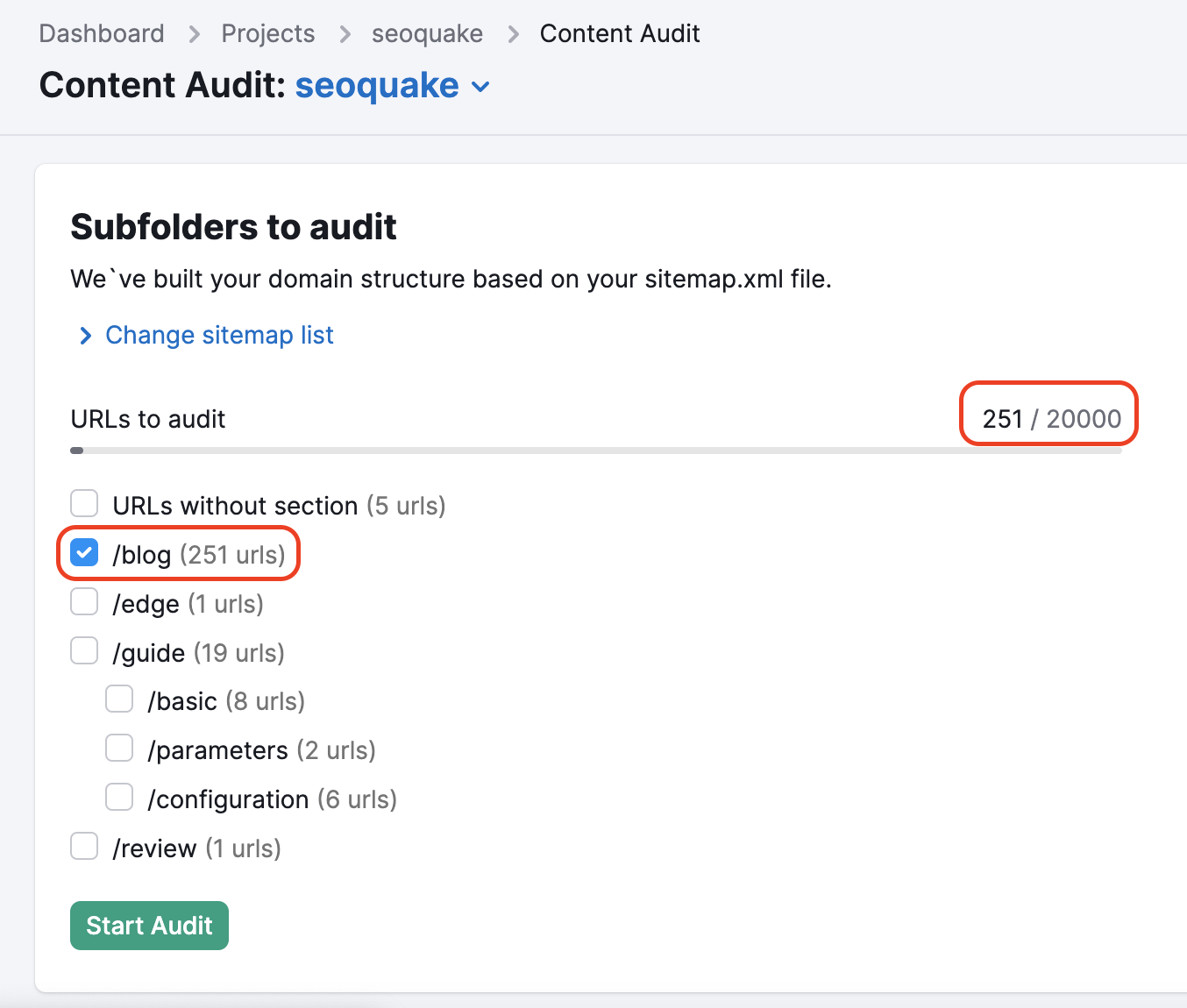 Content Audit blog folder