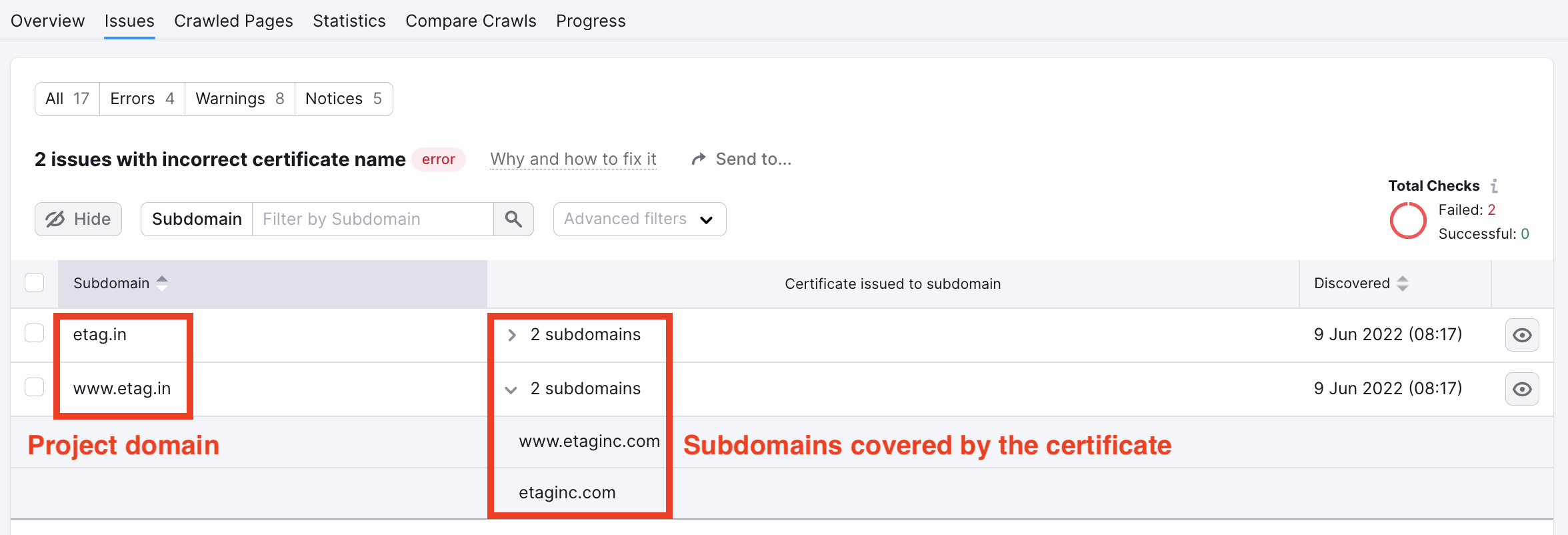 Why does Semrush say I have an incorrect certificate? image 1