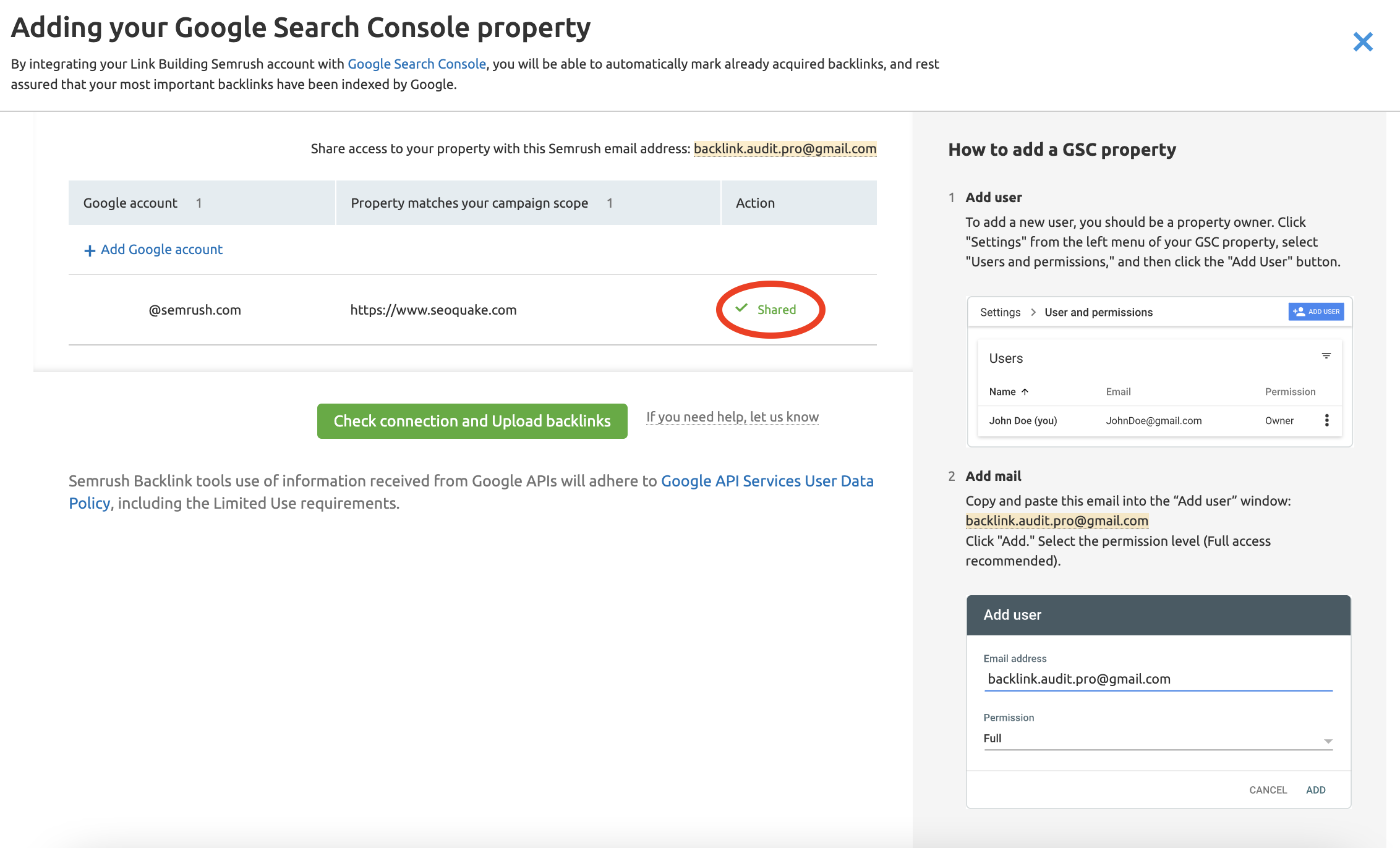 Connecting Link Building Tool with Google Search Console image 2